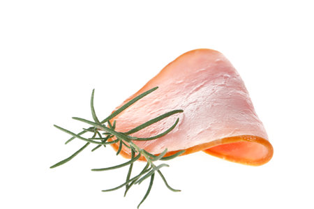 Pork ham slices of isolated on a white background, featuresの写真素材