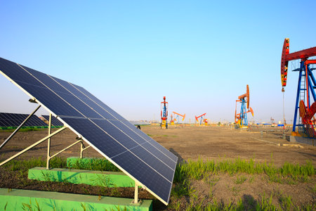 Oil pumps and solar panels, industrial equipment