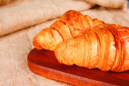 Croissants in the background, fresh baked bread snacks