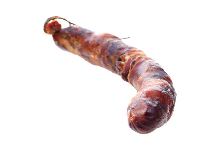 Sausages on a white backgroundの写真素材