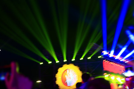 Stage lighting effect in the dark, close-up pictures