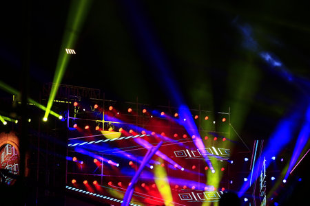 Stage lighting effect in the dark, close-up pictures
