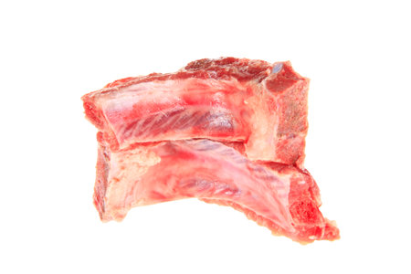 Fresh pork ribs on a white background, close-up shotの写真素材