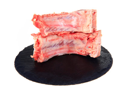 Fresh pork on a white background, close-up shotの写真素材