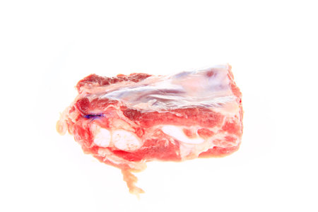 Fresh pork on a white background, close-up shotの写真素材