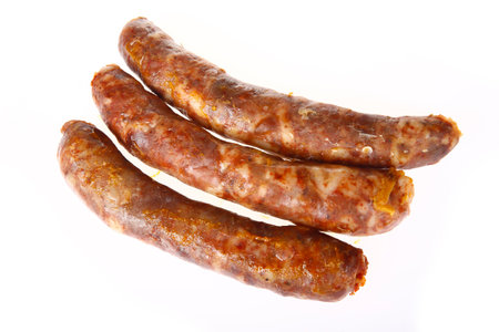 Sausages, isolated on a white background, close-up picturesの写真素材