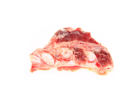 Fresh pork chop on a white background, close-up shotの写真素材