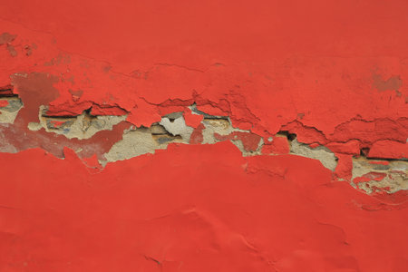 Rusty old wall hole peeling paint background