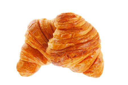 Croissants in the background, fresh baked bread snacksの写真素材