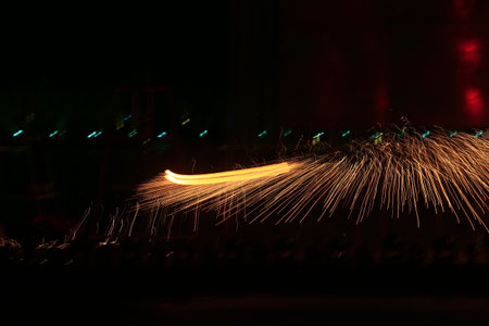 Sparks of molten steel melting,