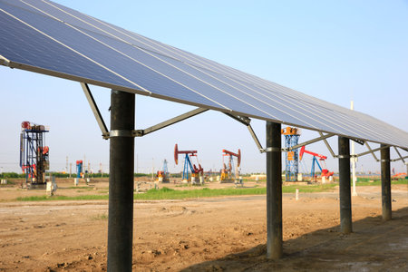 Oil pumps and solar panels, industrial equipment