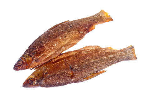 Delicious fish on a white background, dried fish