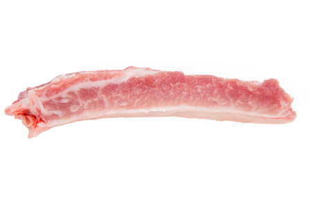 Pork with bones, fresh and tender meat, alternating between red and white.