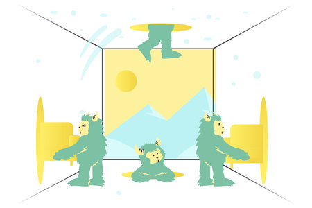 Cartoon Yeti Cleaning Up Vector Illustration