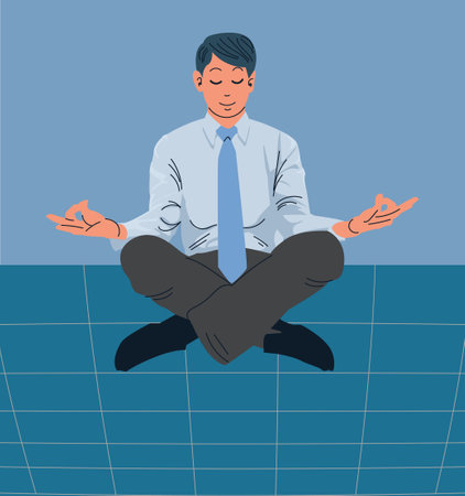Business Man doing meditation vector Illustration backgroundのイラスト素材