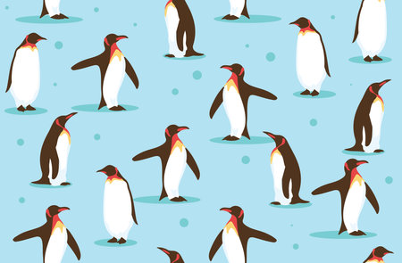 Wildlife of Penguin in the north seamless background pattern - vector Illustrationのイラスト素材