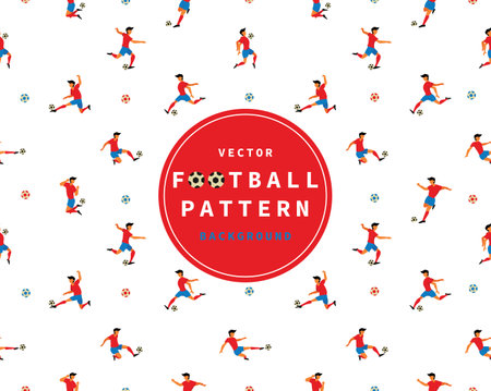 Soccer or football players playing with balls sport on a white backgrounds seamless pattern vector illustration.のイラスト素材