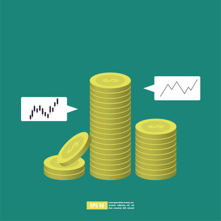 Return on investment, ROI chart and graph, Business, profit, and success concept. Flat style background vector illustrationのイラスト素材
