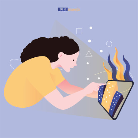 Augmented reality concept  template. An architect view 3D buildings in tablet that emerge from architecture plan document vector illustrationのイラスト素材