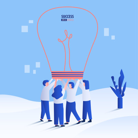 Teamwork and development concept. People finds ideas together. Business vector illustrationのイラスト素材