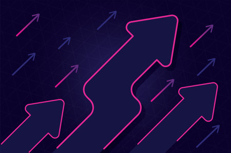 abstract growth arrow with blue and pink color  design vector backgroundのイラスト素材