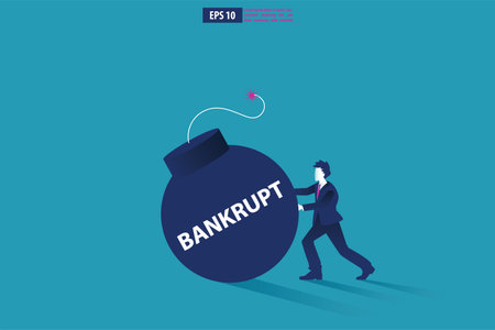 Bankruptcy vector illustration  concept. Businessman with broke company. global financial crisis with arrow decrease symbol. economy drop, lost,and bankruptのイラスト素材