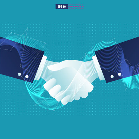 Business contract cooperation concept, two businessman shaking hands. Business vector illustrationのイラスト素材