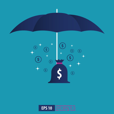 Risk Illustration. Risk concept with umbrella. Business background vectorのイラスト素材