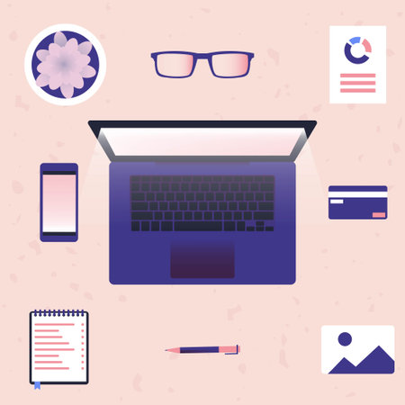 Working on laptop and from home vector illustrationのイラスト素材