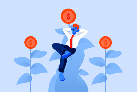 Business man have relax on the tree and passive income conceptのイラスト素材