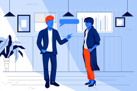 Man and woman having a discussion in the officeのイラスト素材