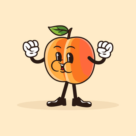 Cute retro vintage apricot fruit vector illustrationのイラスト素材