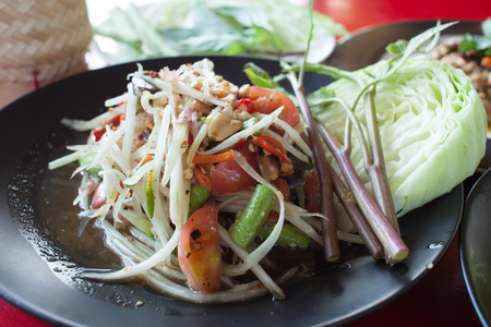 papaya salad thai food deliciousの写真素材