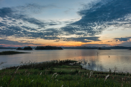 Sky and Lake in Thailand.の写真素材