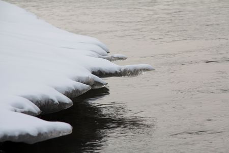 the river scenery after snow 