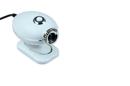 miniature modern web camera isolated on white backgroundの写真素材