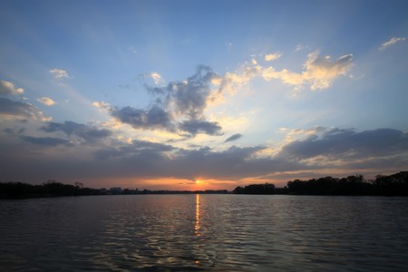 sunset scenery by the riverside,  natural landscape outdoor, Tangshan City, Hebei Province, China.
の写真素材