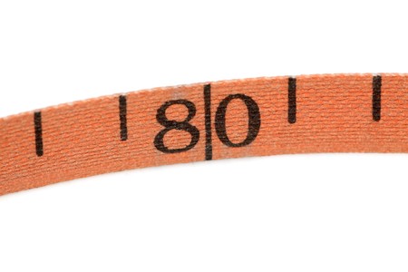 tape measure on a white background, close up of still life.の写真素材