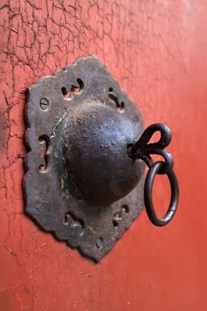 doornail and door knockers in the temple of heaven in beijingの写真素材