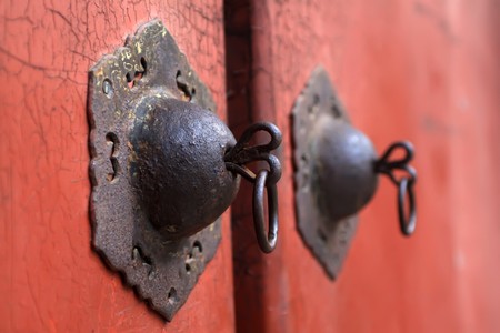doornail and door knockers in the temple of heaven in beijing