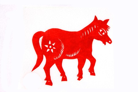 chinese paper-cut works in simple color backgroundの写真素材