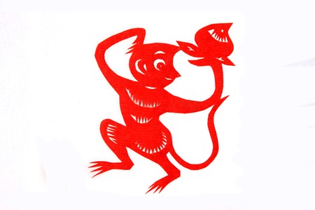 chinese paper-cut works in simple color backgroundの写真素材