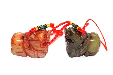 close up of jade article in white backgroundの写真素材