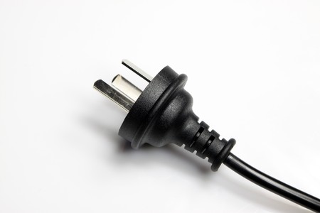 close up of power plug on a white background.