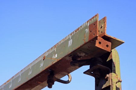 material staff gauge in a construction site, under the blue sky, Tangshan City, Hebei Province, China.の写真素材