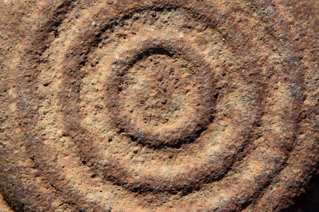 rusted brown metal concentric component の写真素材