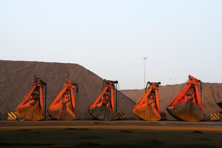 portal crane grab in a wharf in chinaの写真素材