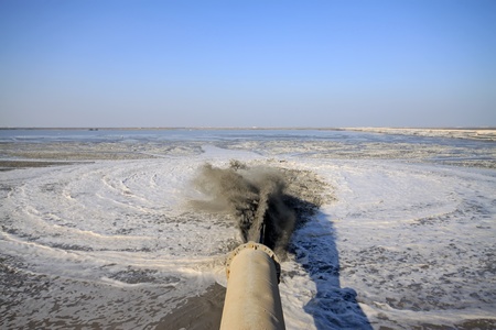 blowing sand made land engineering by the sea, northern china