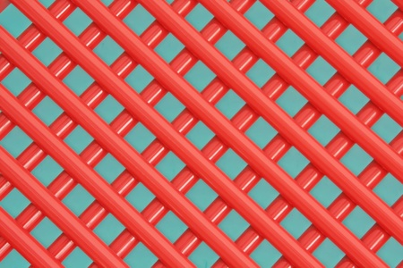 closeup of red metal fenceの写真素材