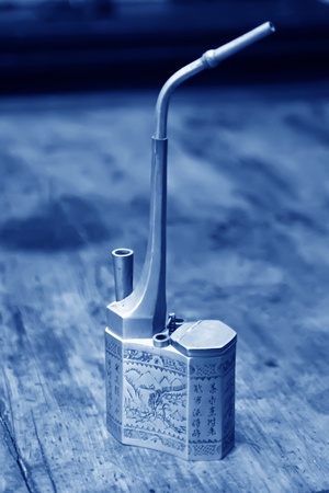 closeup of ancient Chinese smoking toolsのeditorial素材